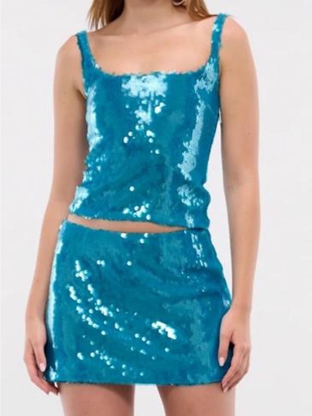 16 Arlington | Blue Sequin Skirt Set